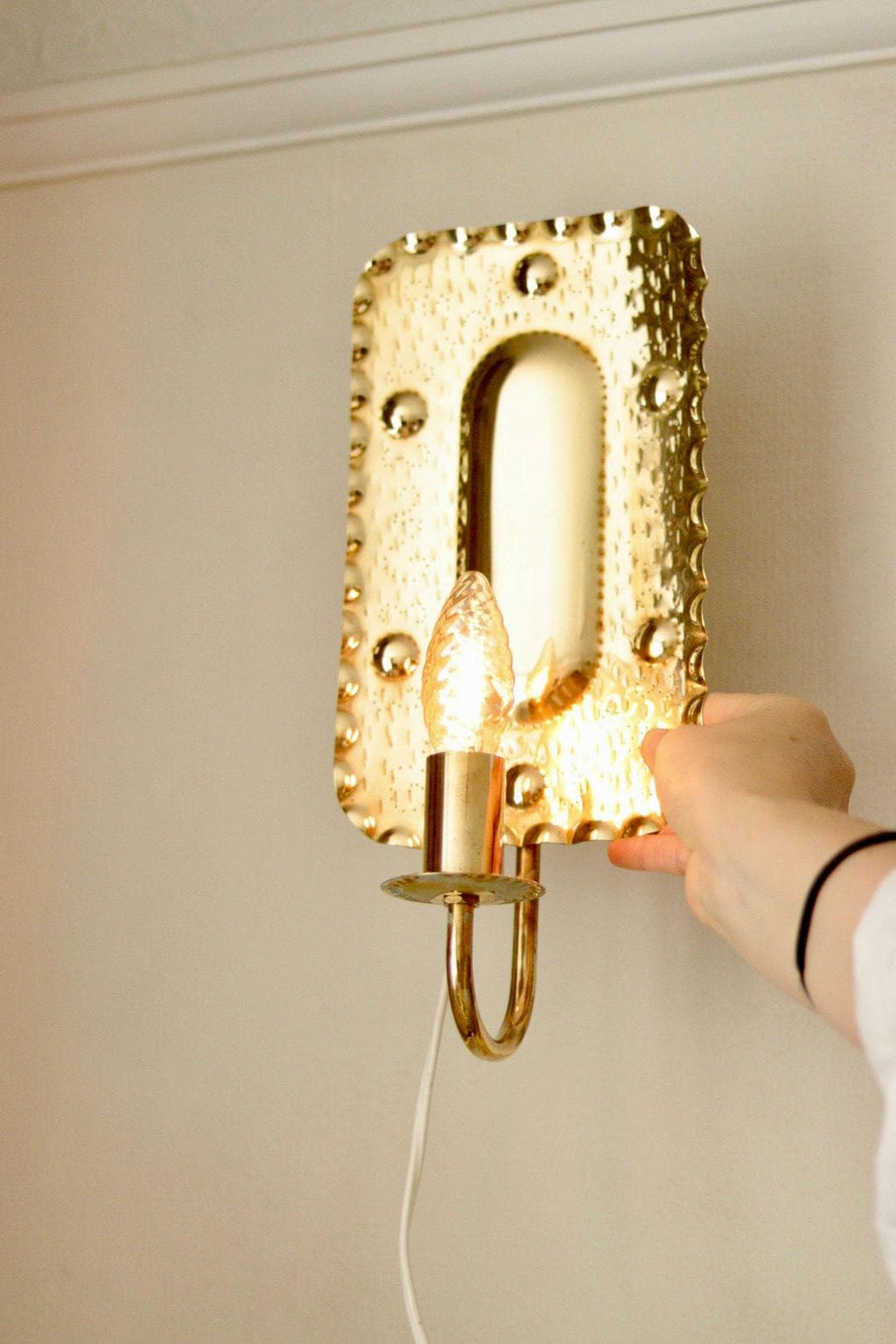 Pair of Swedish Mid Century Brass Sconces