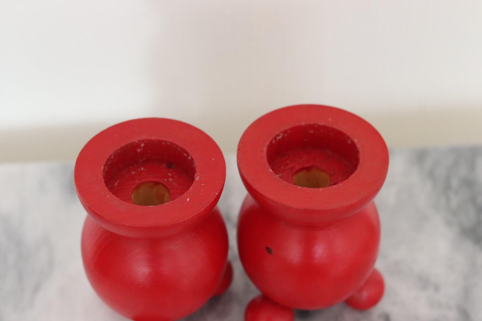 Pair of Swedish Dala Ball Candle Holder