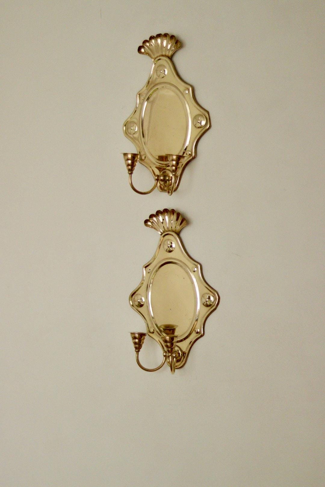 Baroque Style Large Mid-Century Brass Swedish Sconces