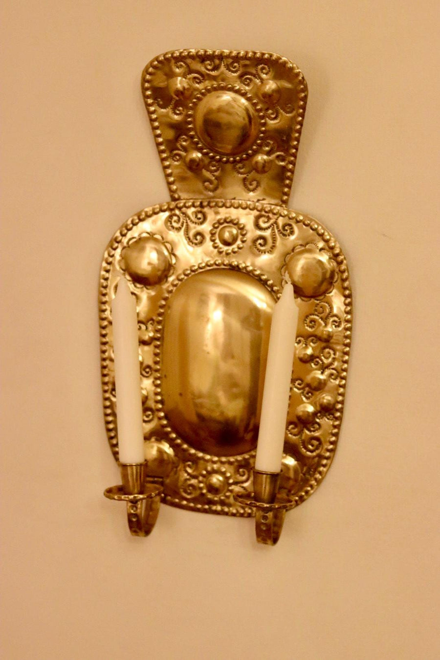 Large Mid-Century Swedish Brass Sconces