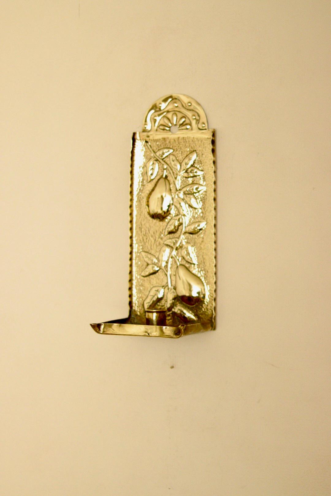 Vintage European Brass Sconce in Pear Motif
