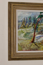 Mid-Century Original Swedish Oil on Panel "Landscape" Vintage & Framed