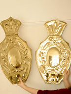 Pair Large baroque Style Mid Century Swedish Brass Sconces