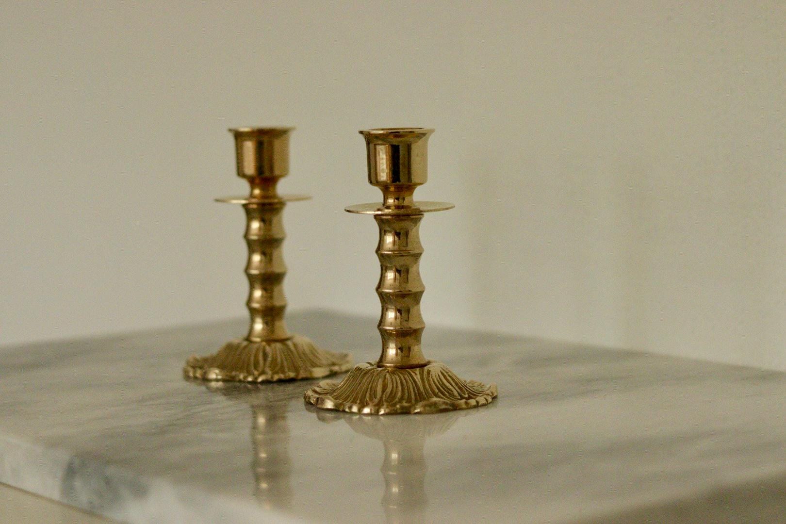 Pair of Vintage Swedish Brass Candle holders