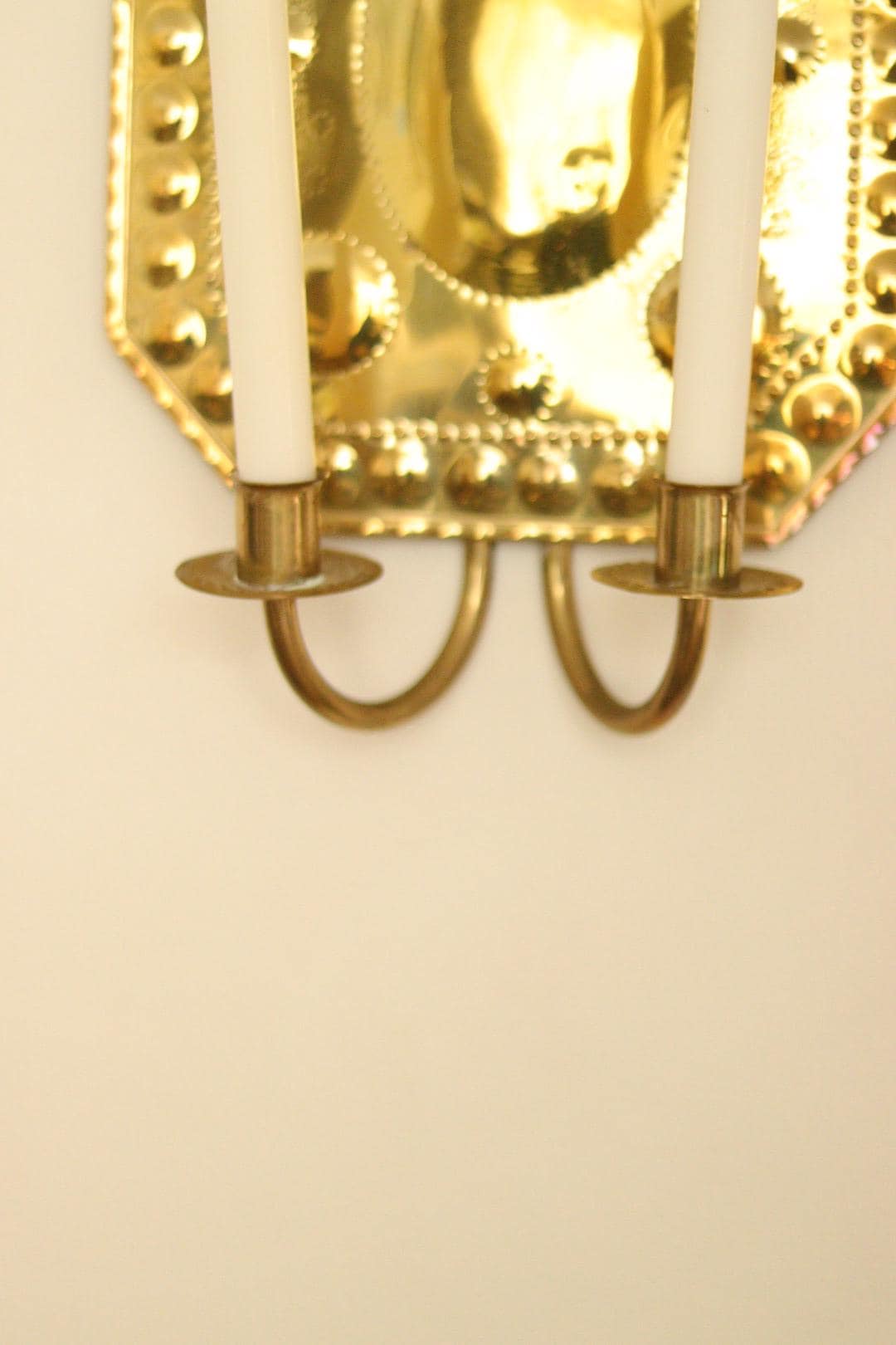 SINGLE Mid Century Swedish Brass Sconce for two candles