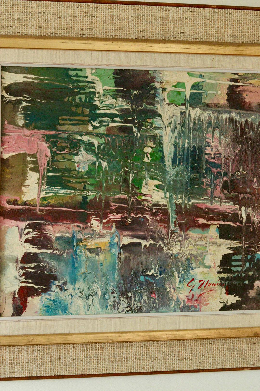 Mid-Century Original Scandinavian Oil on Canvas "Abstract Motif"
