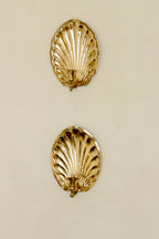 Pair of Vintage Brass Shell Scallop Sconces