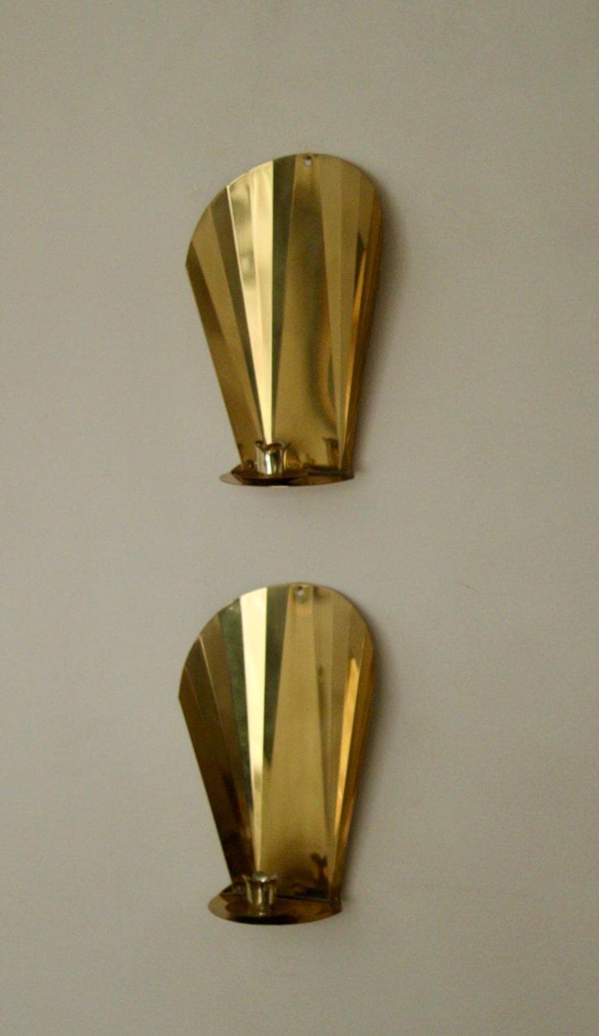 Pair Of Vintage Swedish Brass Sconces