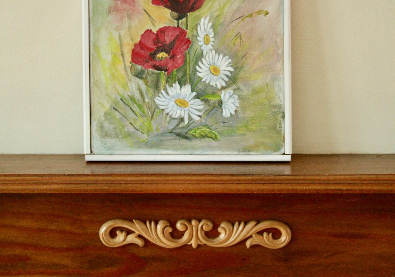 Mid-20th Century Still Life Oil on Canvas – Floral Painting