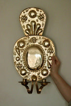 Pair of Large  Mid Century Swedish  Brass Baroque Sconces with double arm Design