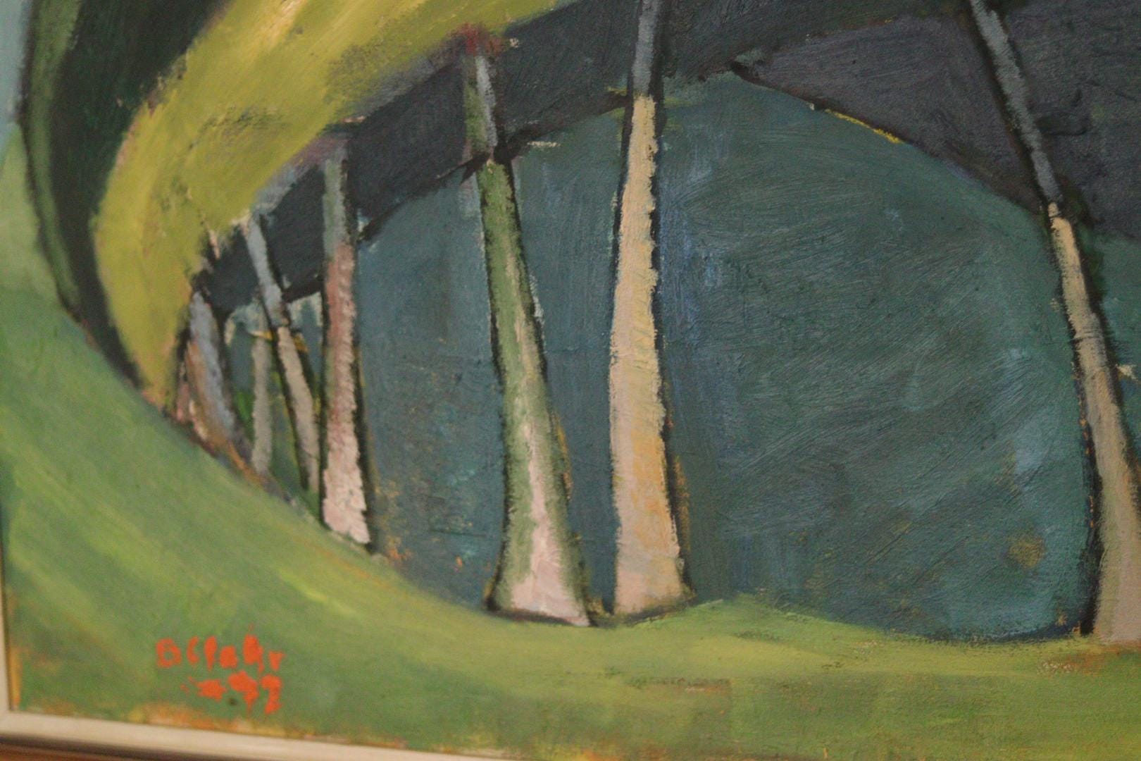 Original Swedish Oil on Panel – Trees