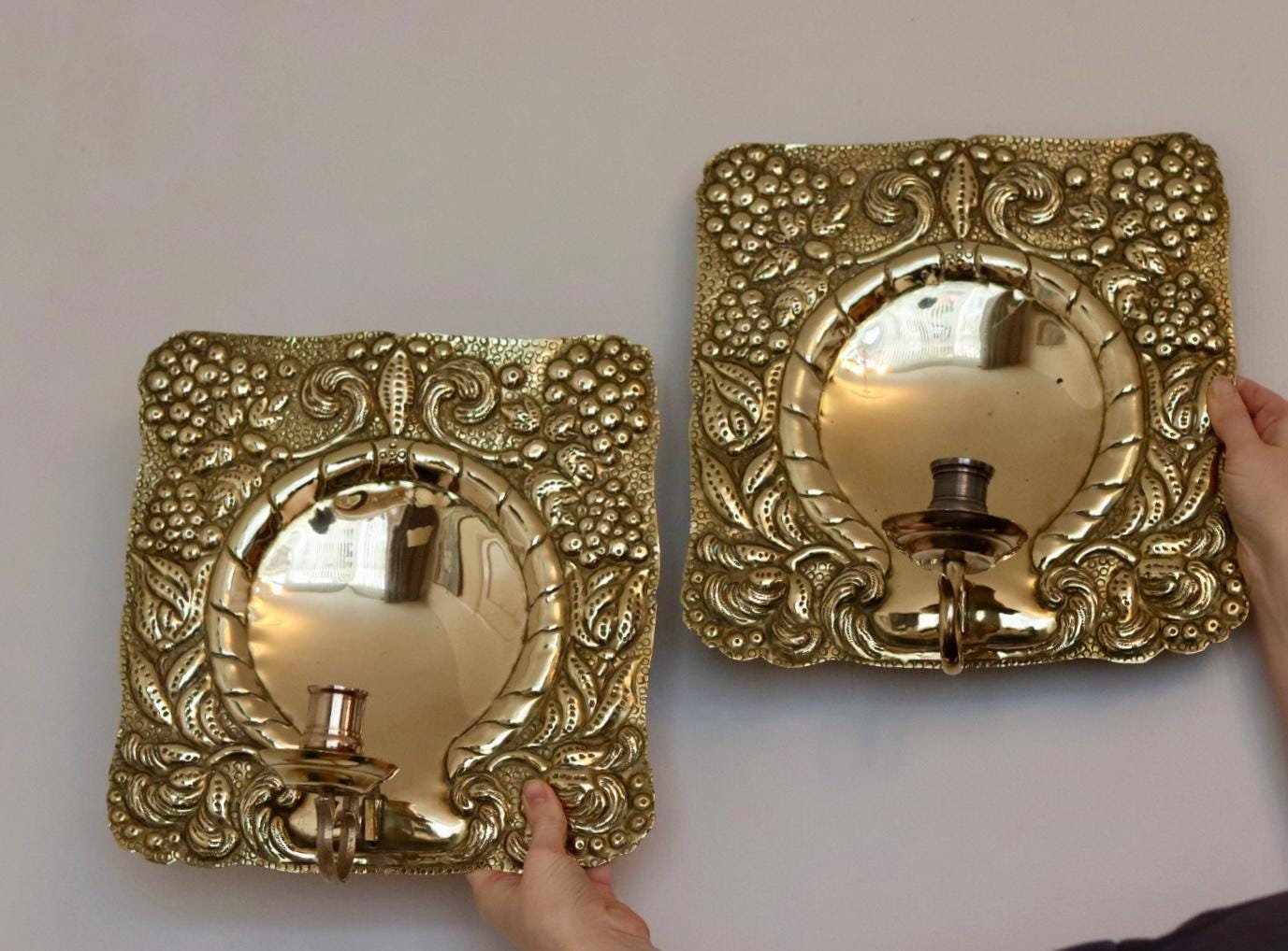 Pair of Antique Swedish Brass Sconce Circa 1800