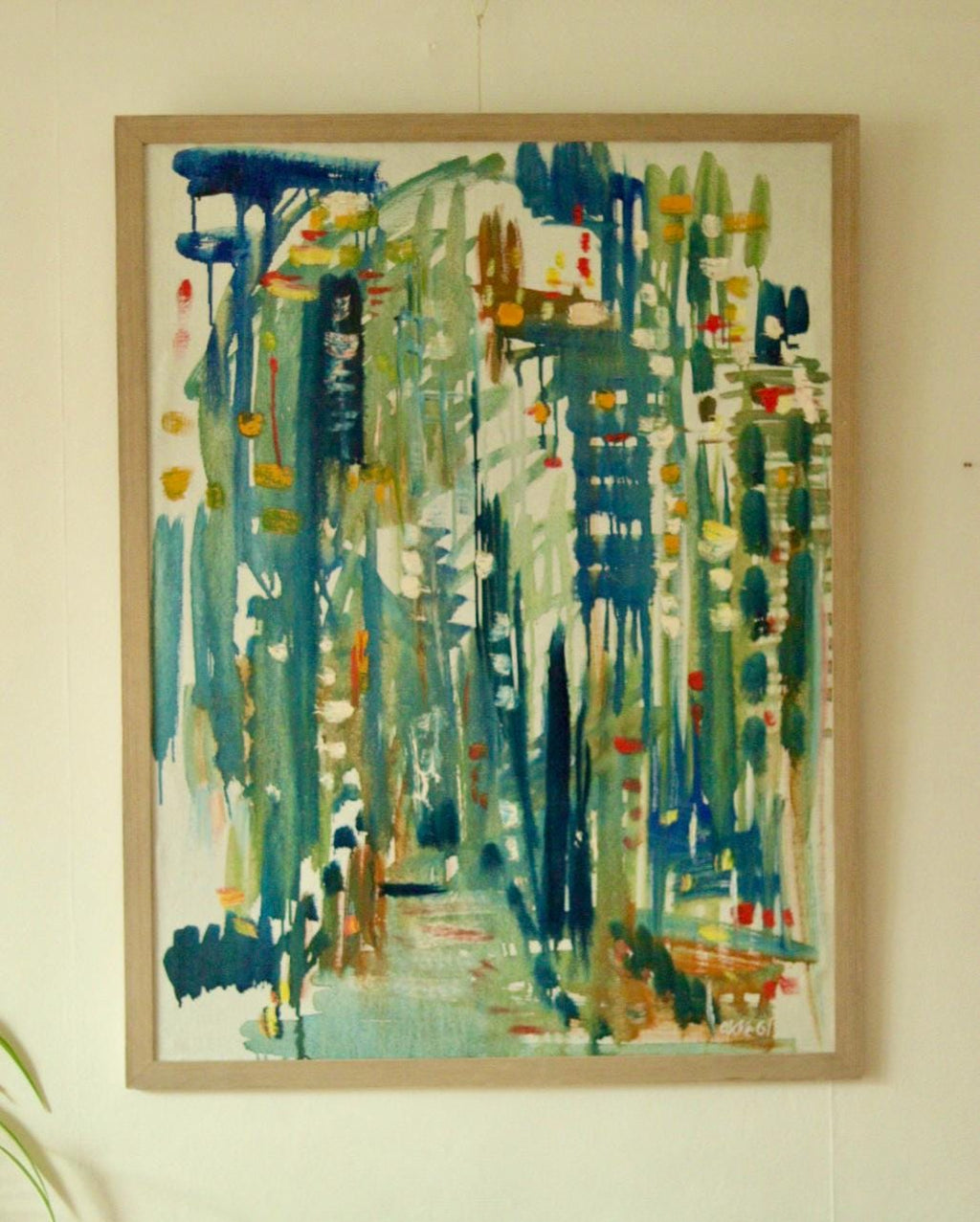 Original Swedish Abstract Oil Painting – Signed “akke61”