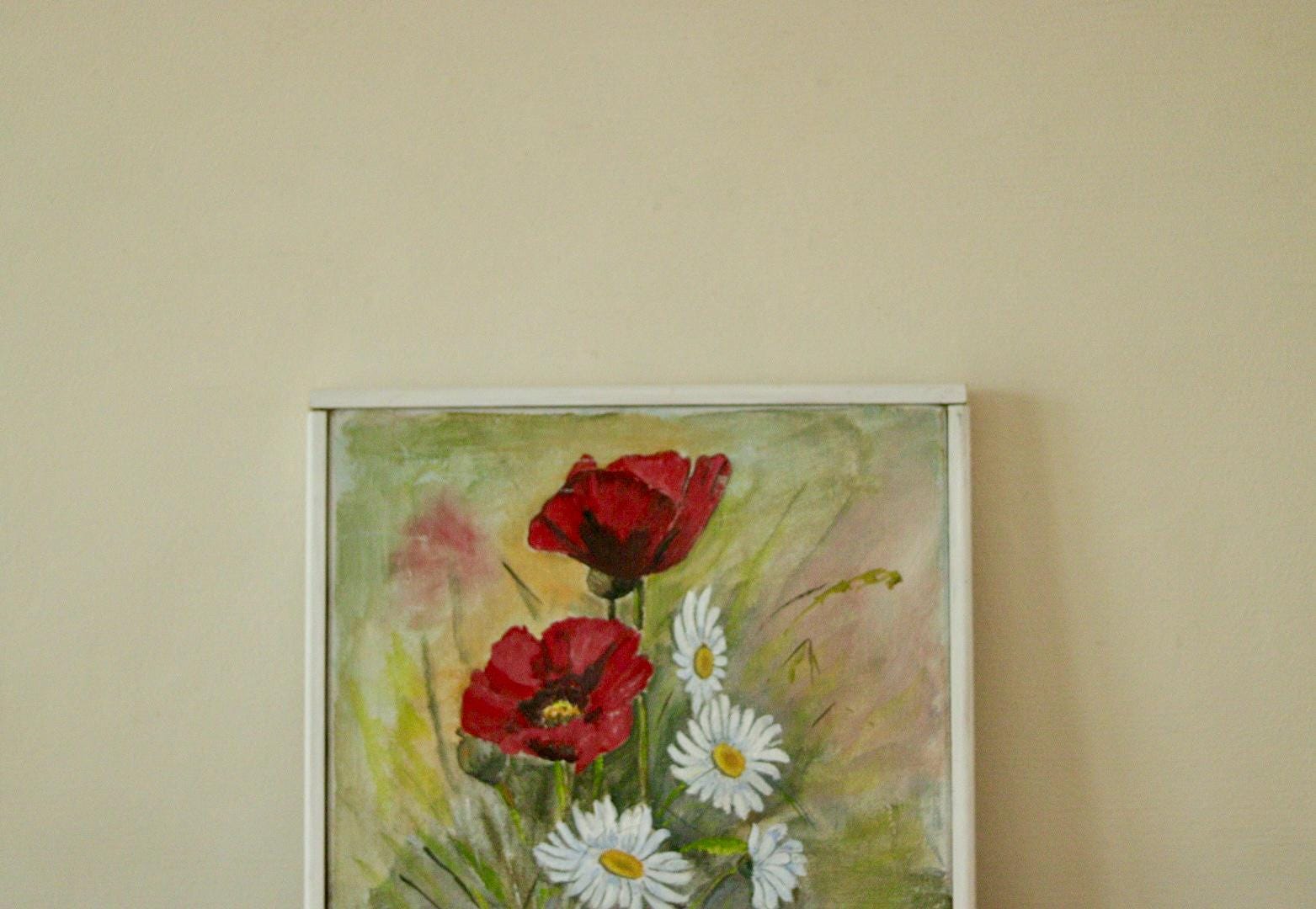 Mid-20th Century Still Life Oil on Canvas – Floral Painting