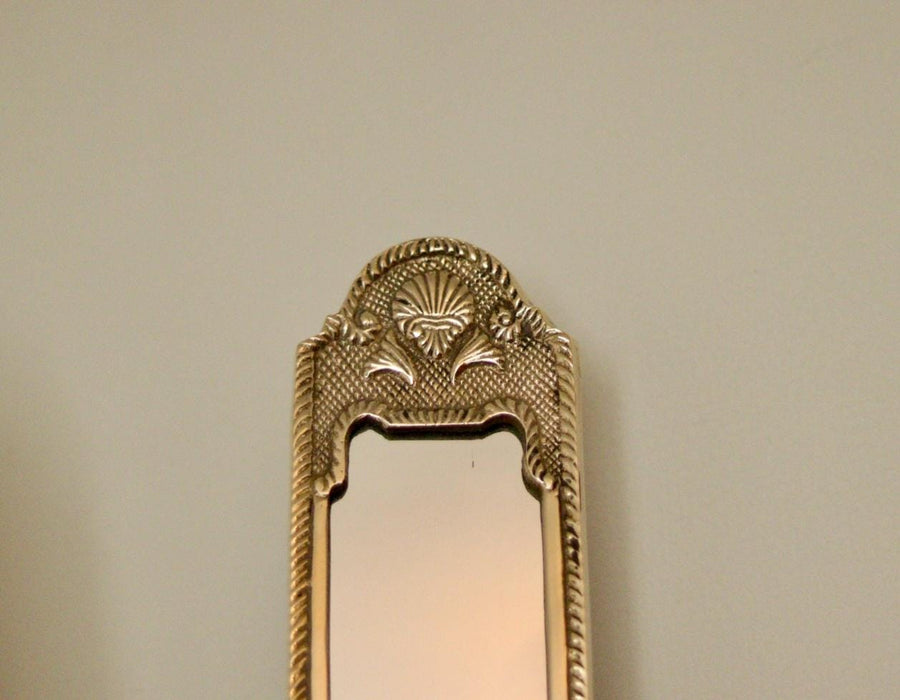 Pair of Mid-Century Swedish Brass Sconces with Mirror
