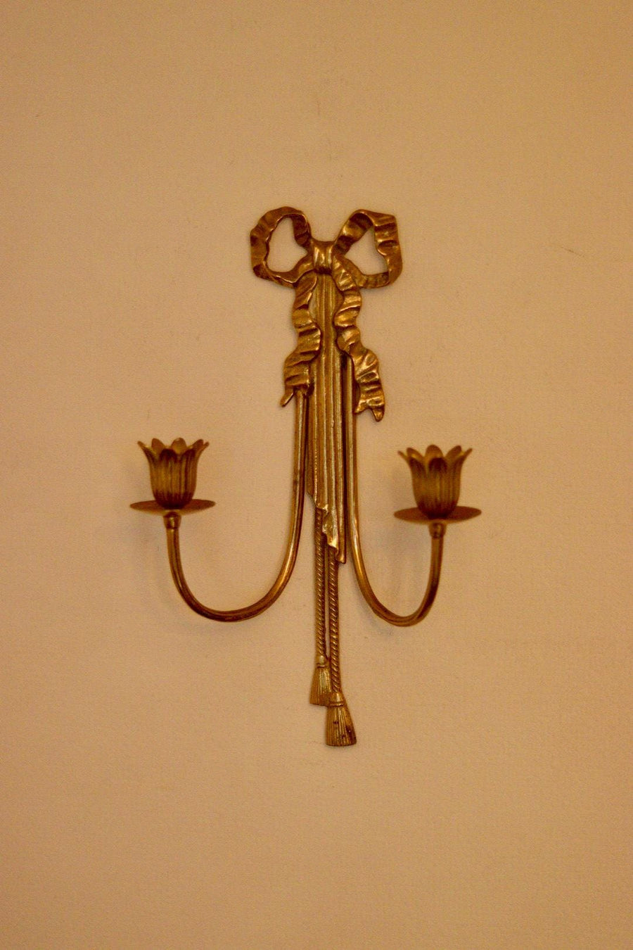 Pair Of Mid Century French Brass Bow Sconces