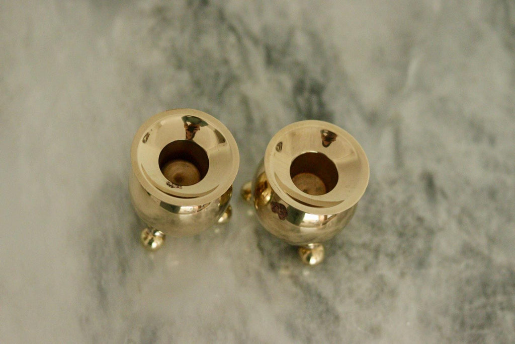 Pair of Mid-Century Swedish Brass Candle Holders