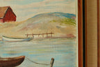 Vintage Panel Painting – “Boat and House Motif”