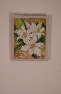 Original Mid-Century Swedish Oil On Panel – White Lilies