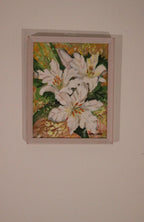 Original Mid-Century Swedish Oil On Panel – White Lilies