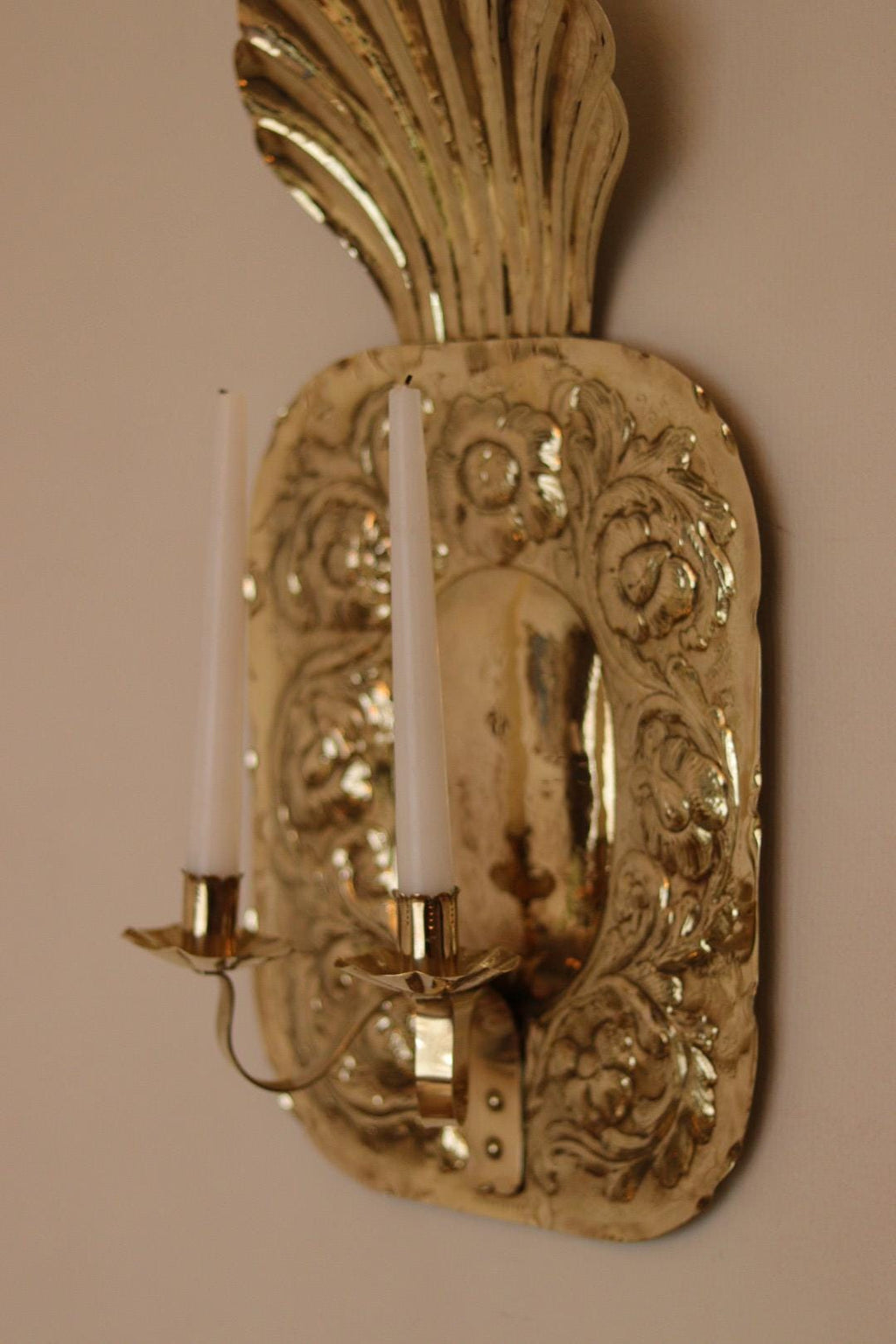 Large Mid-Century Swedish Brass Sconces