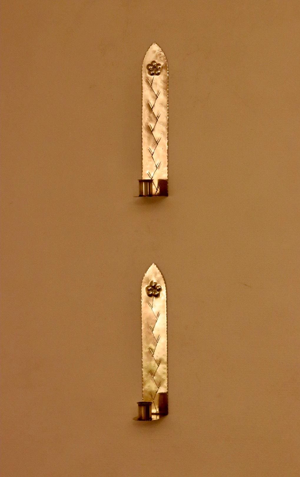 A Pair of Mid Century Swedish Brass Sconces