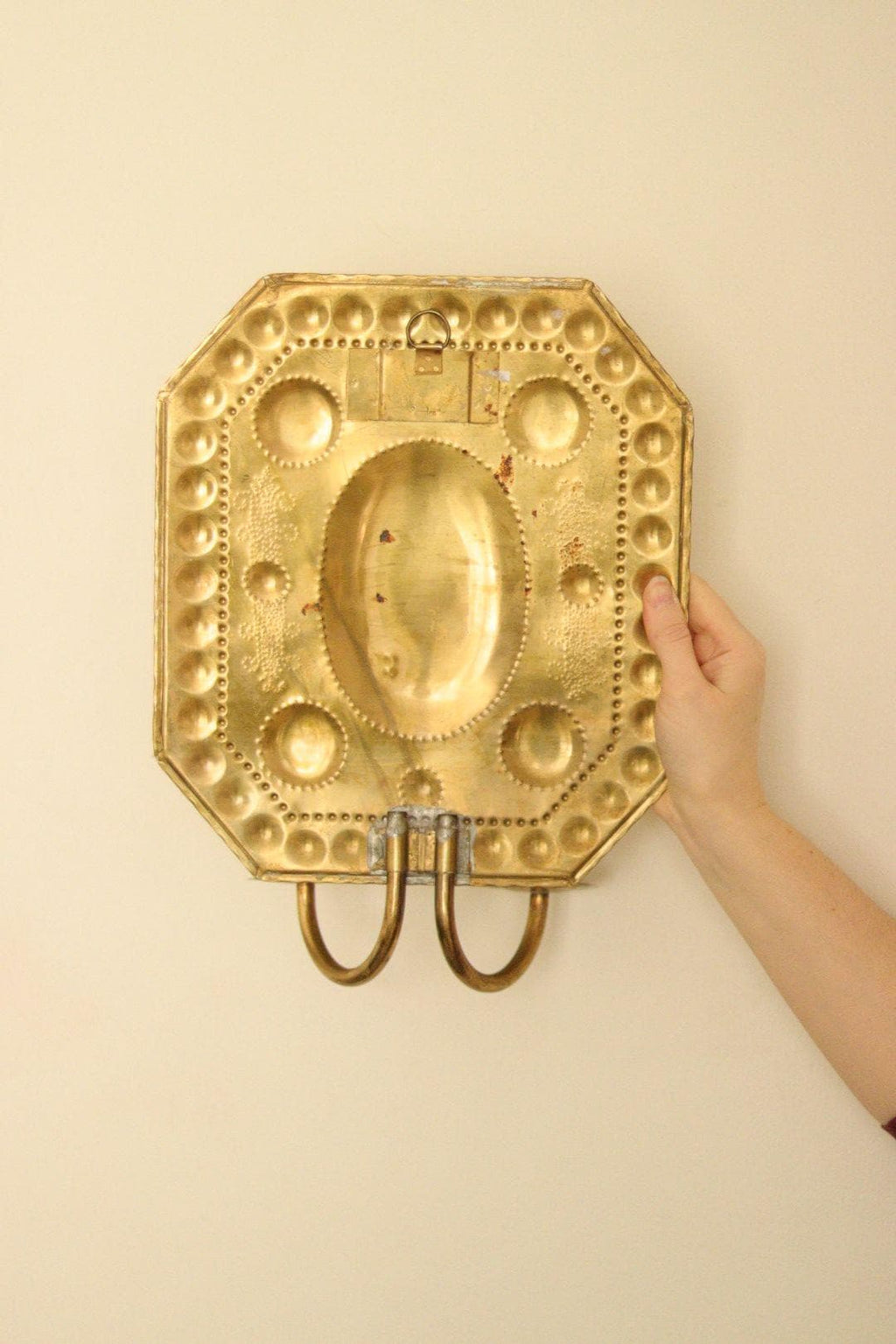 SINGLE Mid Century Swedish Brass Sconce for two candles