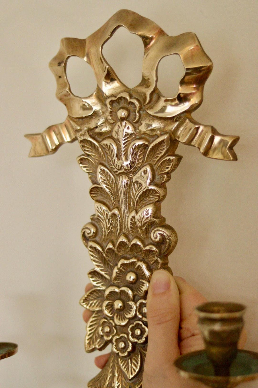 Pair Of Mid Century Italian Brass Bow Sconces