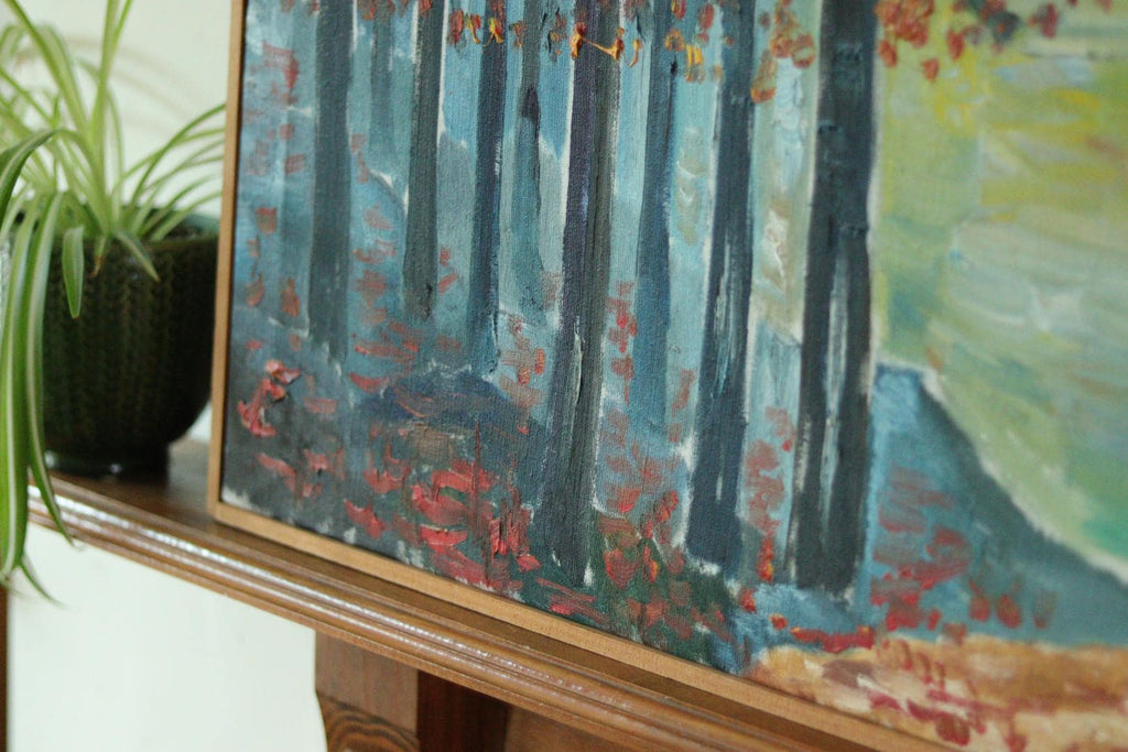 Original Swedish Vintage Oil on Canvas – "Autumn Trees"