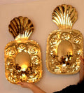 Large Mid-Century Swedish Brass Sconces
