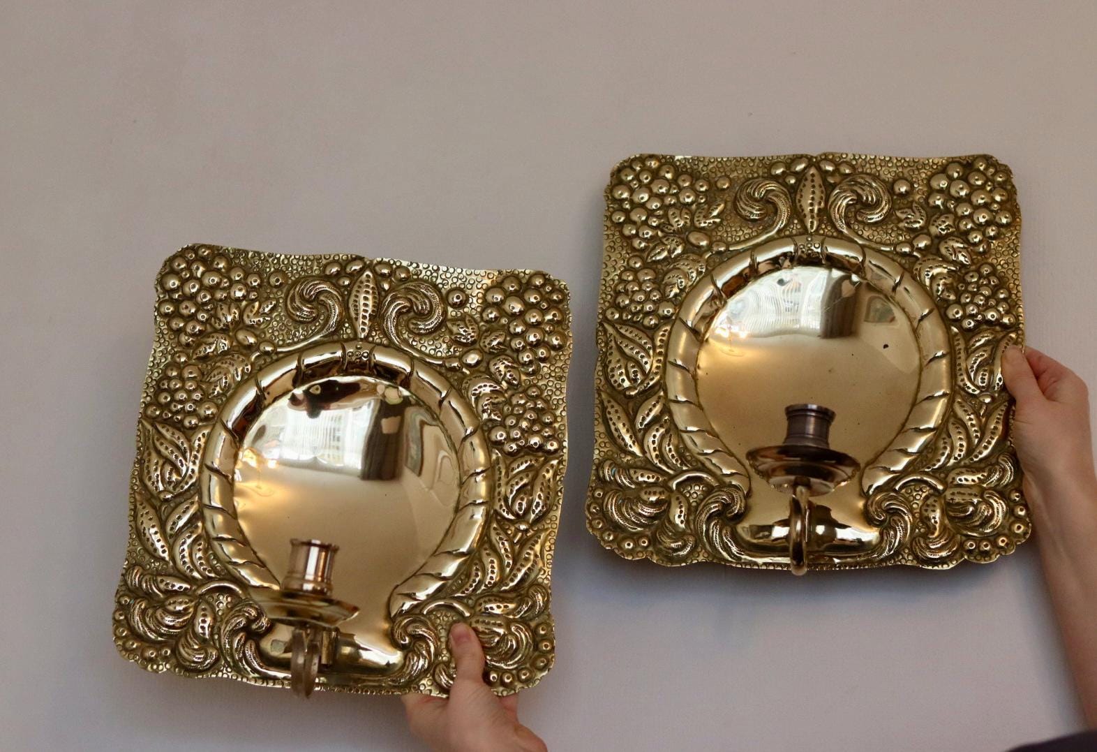 Pair of Antique Swedish Brass Sconce Circa 1800