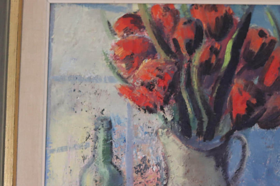 “Red Bouquet and Wine Bottle