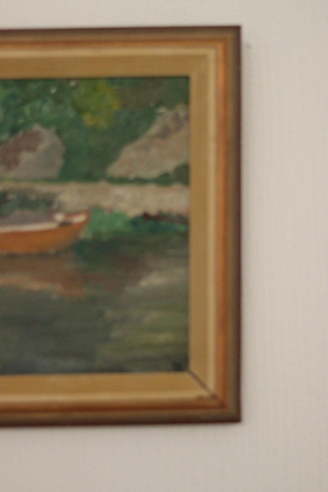 Original  European Oil on Canvas — House by the Lake