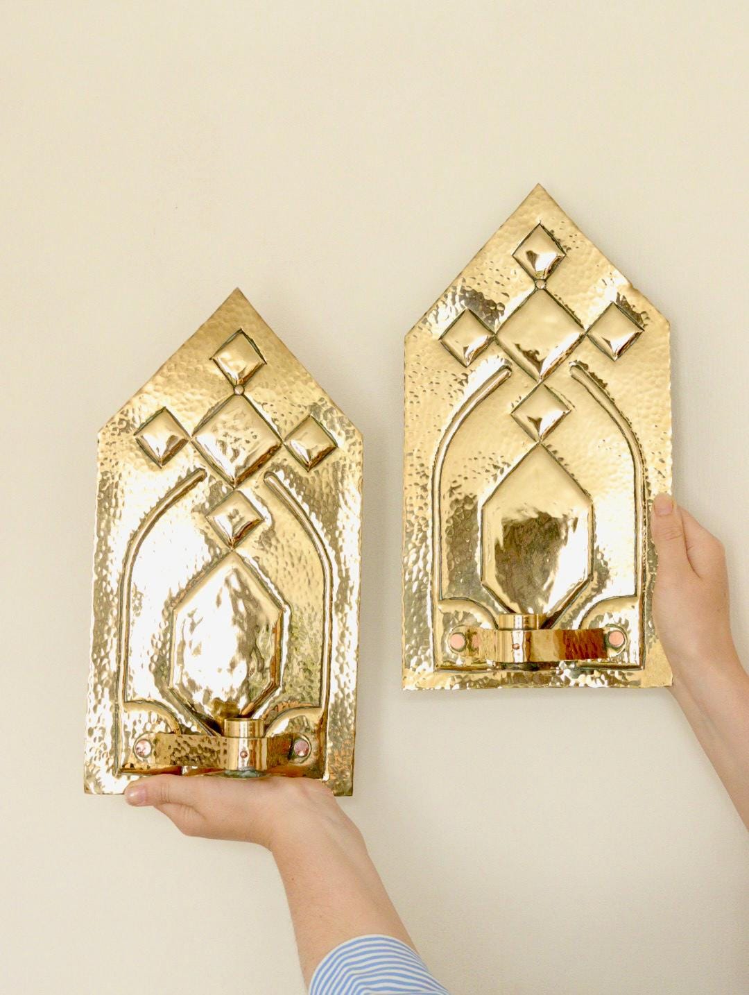 Pair Of Mid Century Swedish Brass Sconces