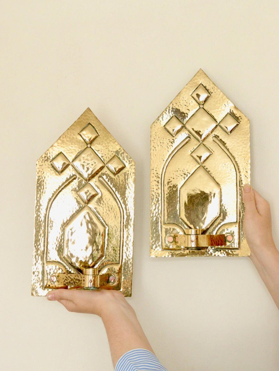 Pair Of Mid Century Swedish Brass Sconces