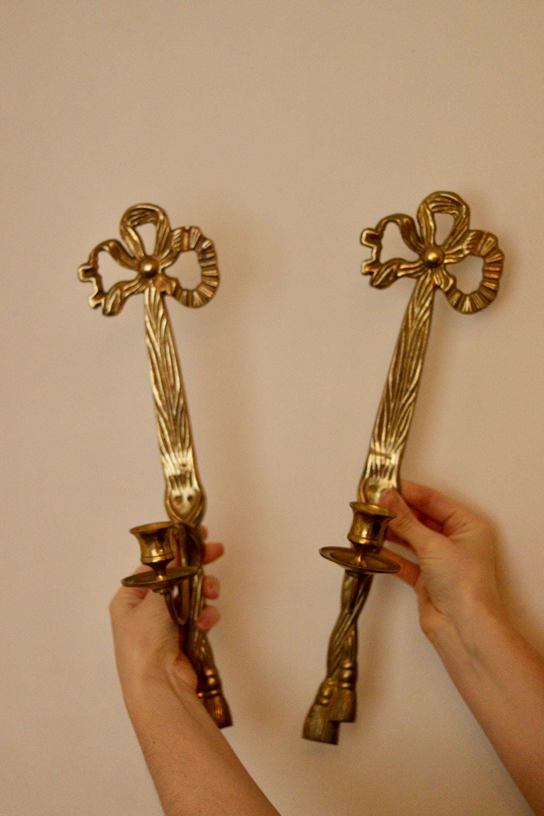 Pair Of Mid Century French Brass Bow Sconces