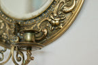 Pair of Antique Swedish Brass Sconces with Mirror