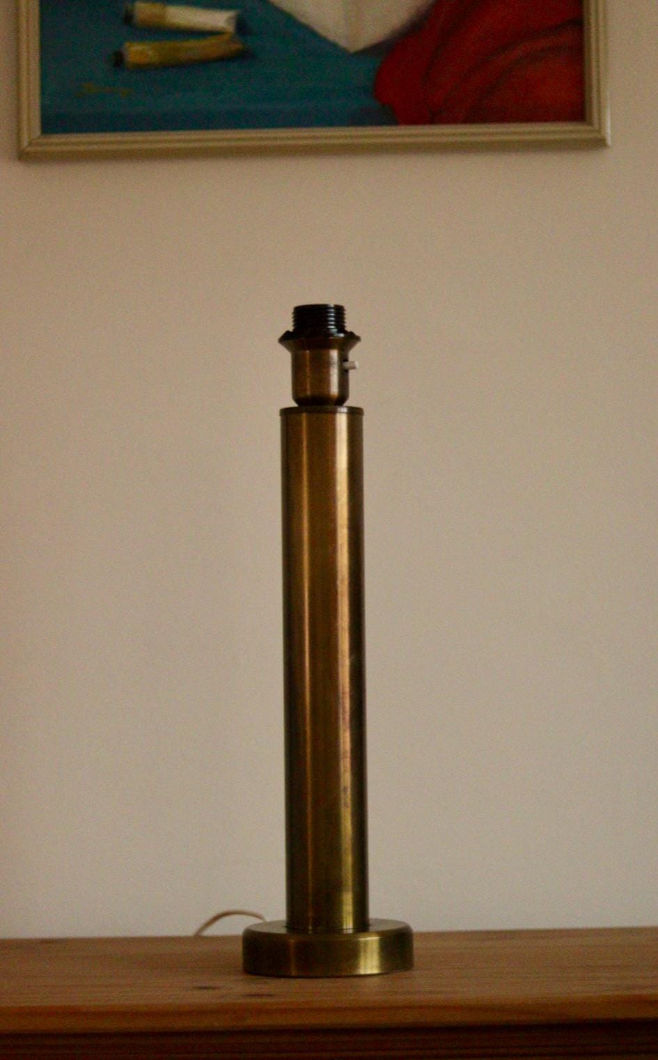 Tall Swedish Brass Bobbin lamps by Bergboms