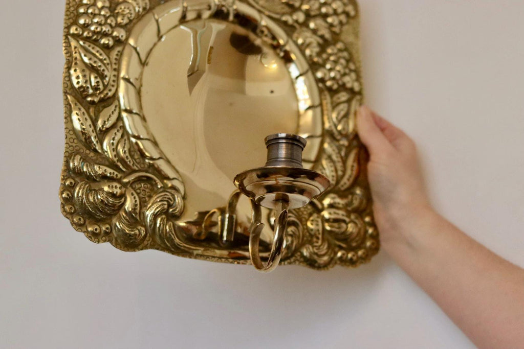 Pair of Antique Swedish Brass Sconce Circa 1800