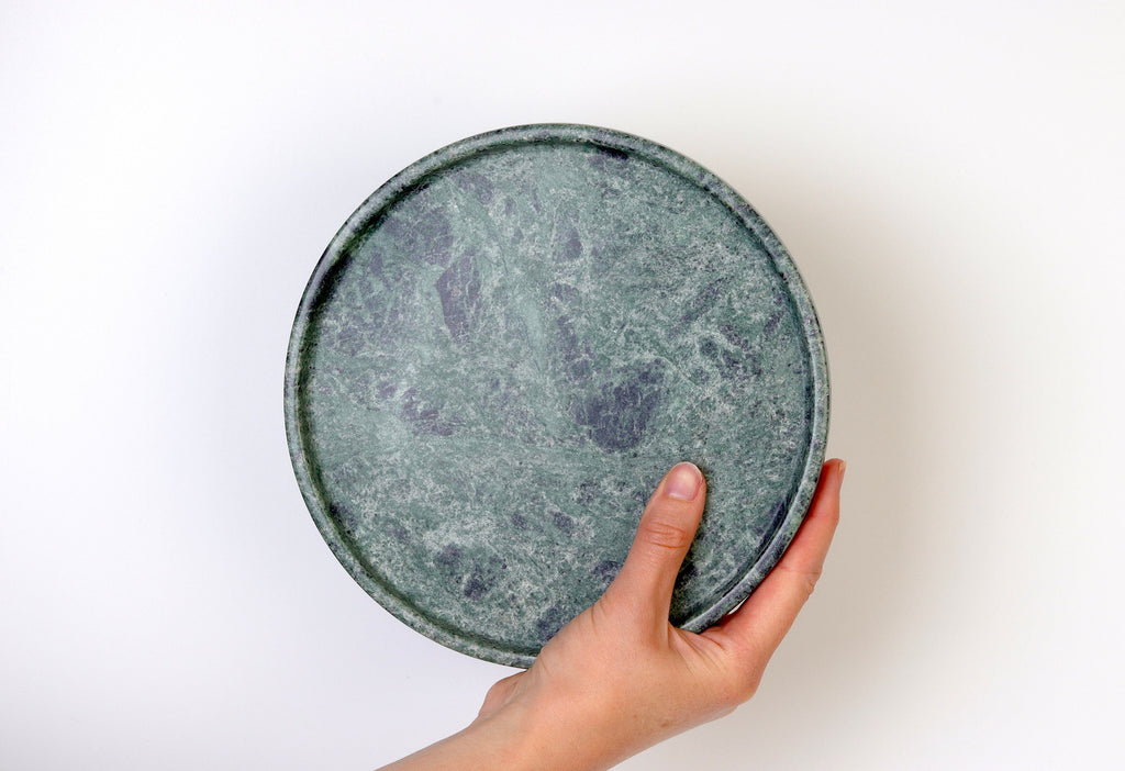 Gabriella – Indian Green Round Marble Tray  | W20cm H 2cm