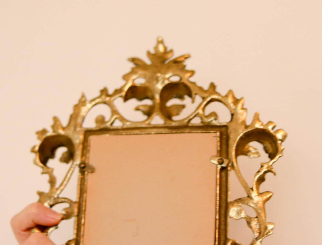 Pair of Swedish Brass Sconces with Mirror