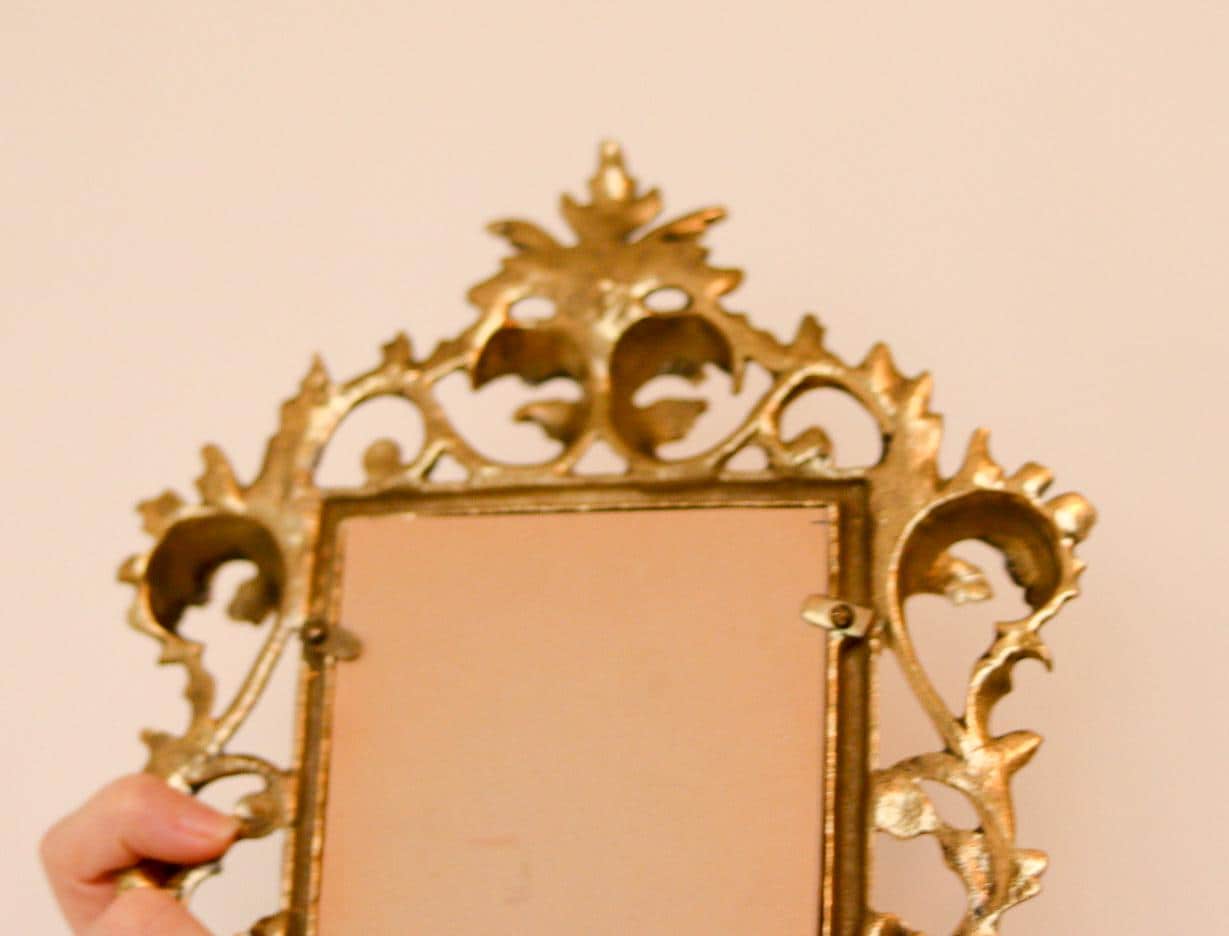 Pair of Swedish Brass Sconces with Mirror