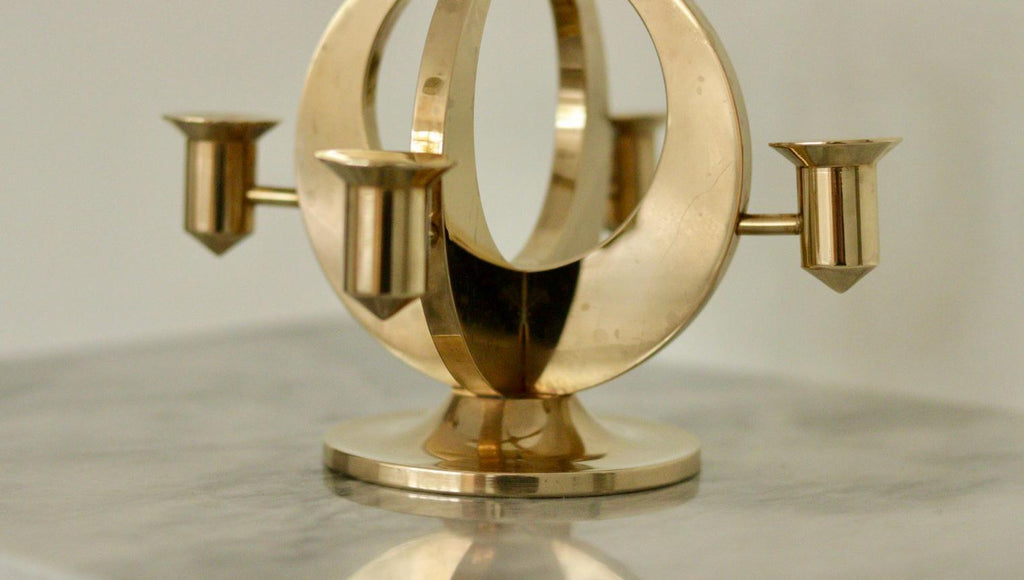 Swedish Brass Candelabra by Arthur Pe Kolbäck