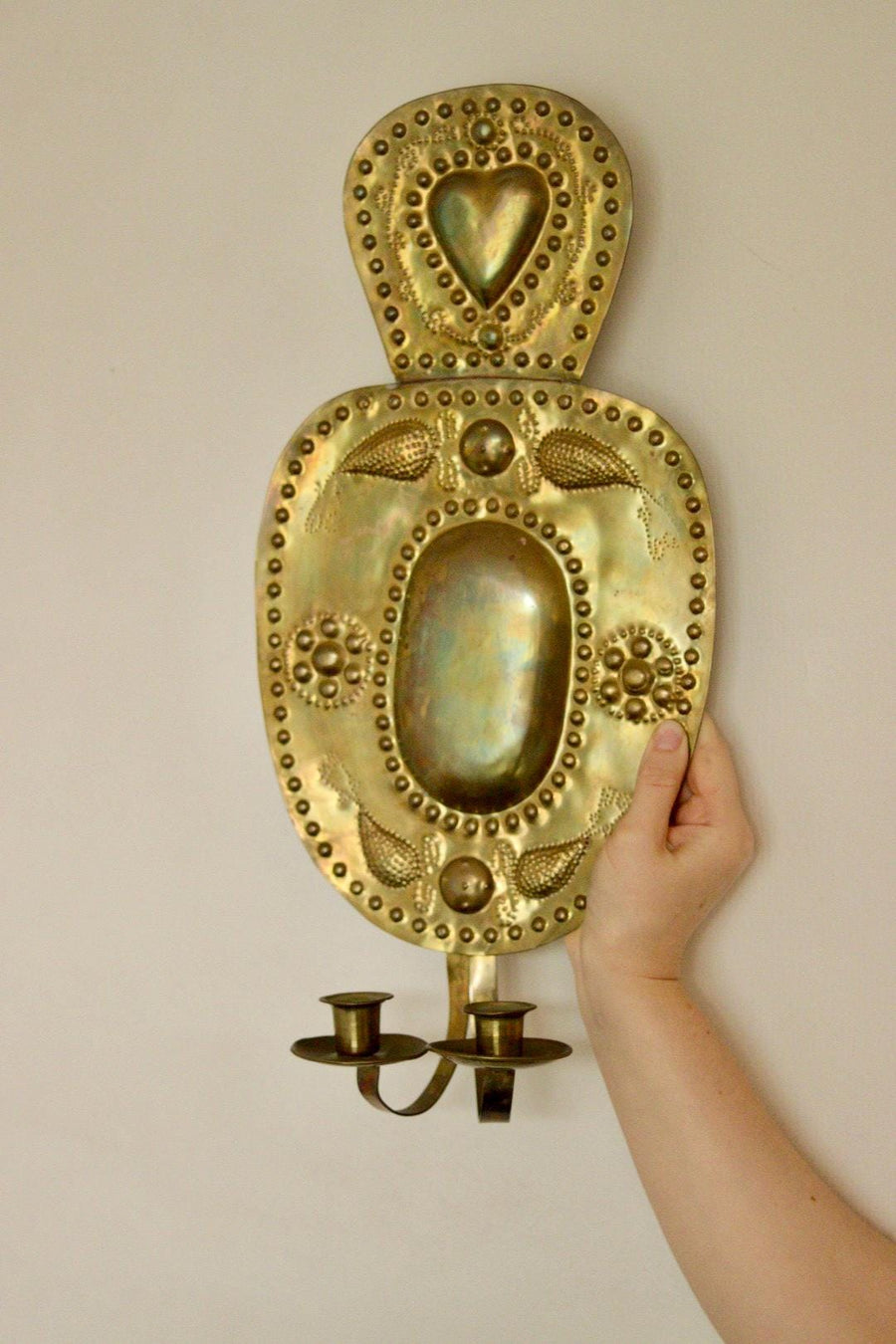 Pair Of Large Mid Century Swedish Brass Sconces