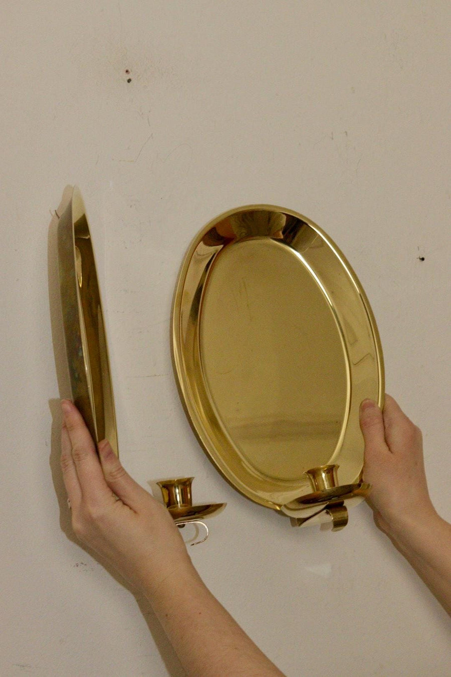 Pair Of Mid Century Swedish Brass Sconces