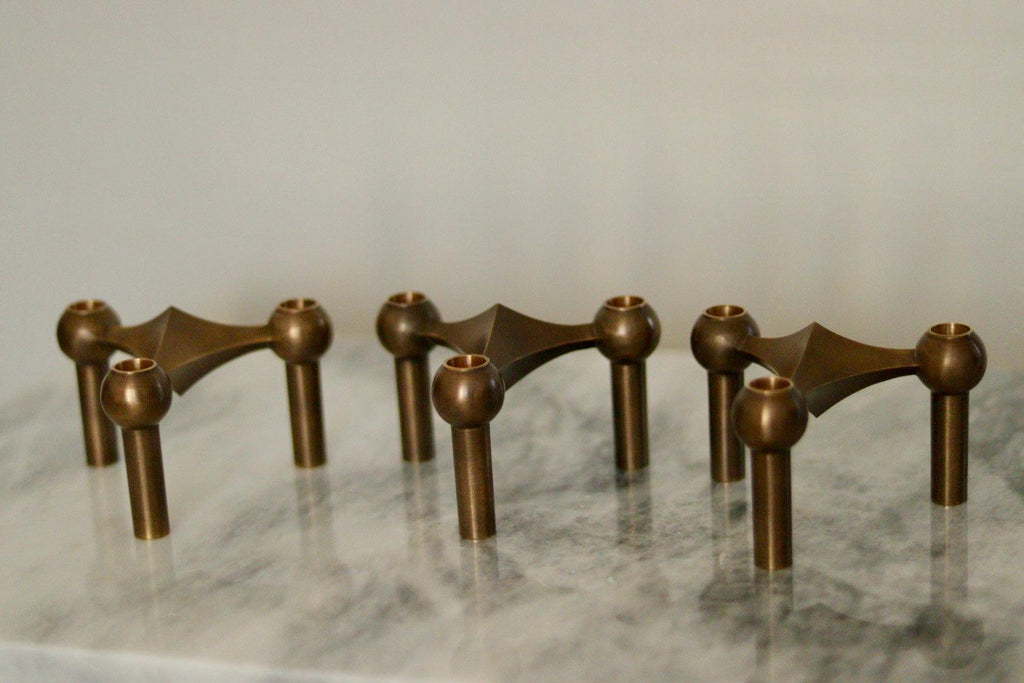 Trio of Vintage Brass Candle Holder by Stoff Nagel