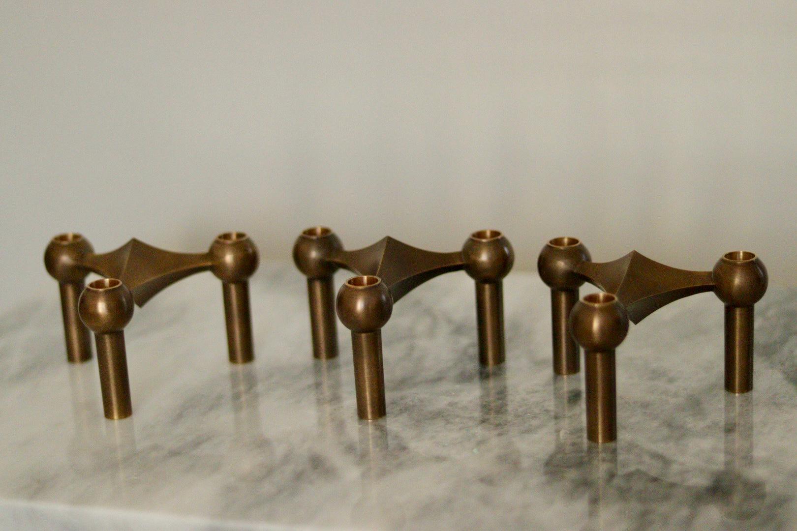 Trio of Vintage Brass Candle Holder by Stoff Nagel