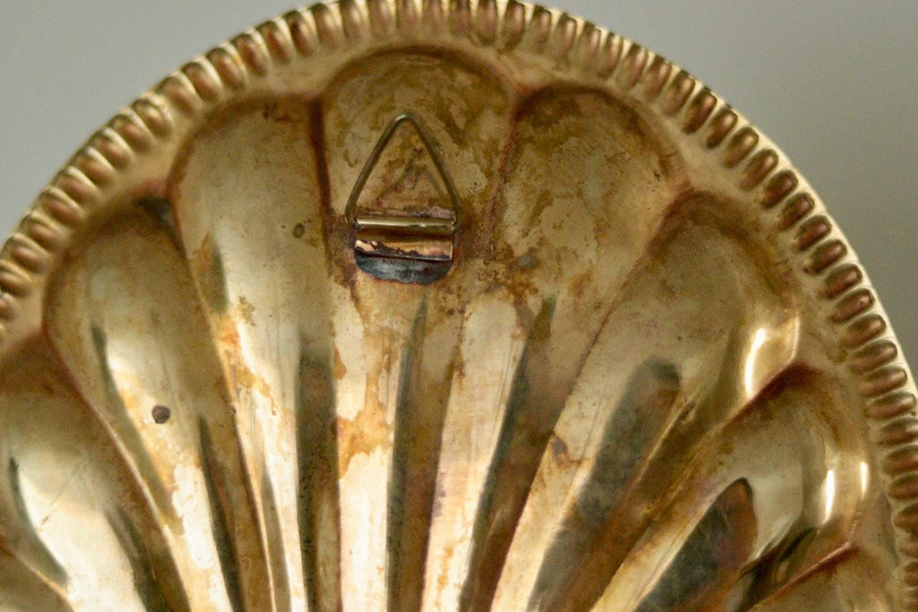 Pair of Vintage Brass Sconces with Scallop Detail
