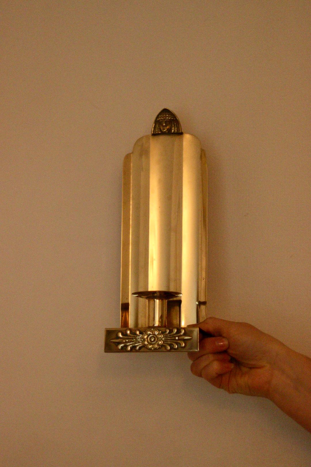 SINGLE Mid Century Swedish Brass Sconce