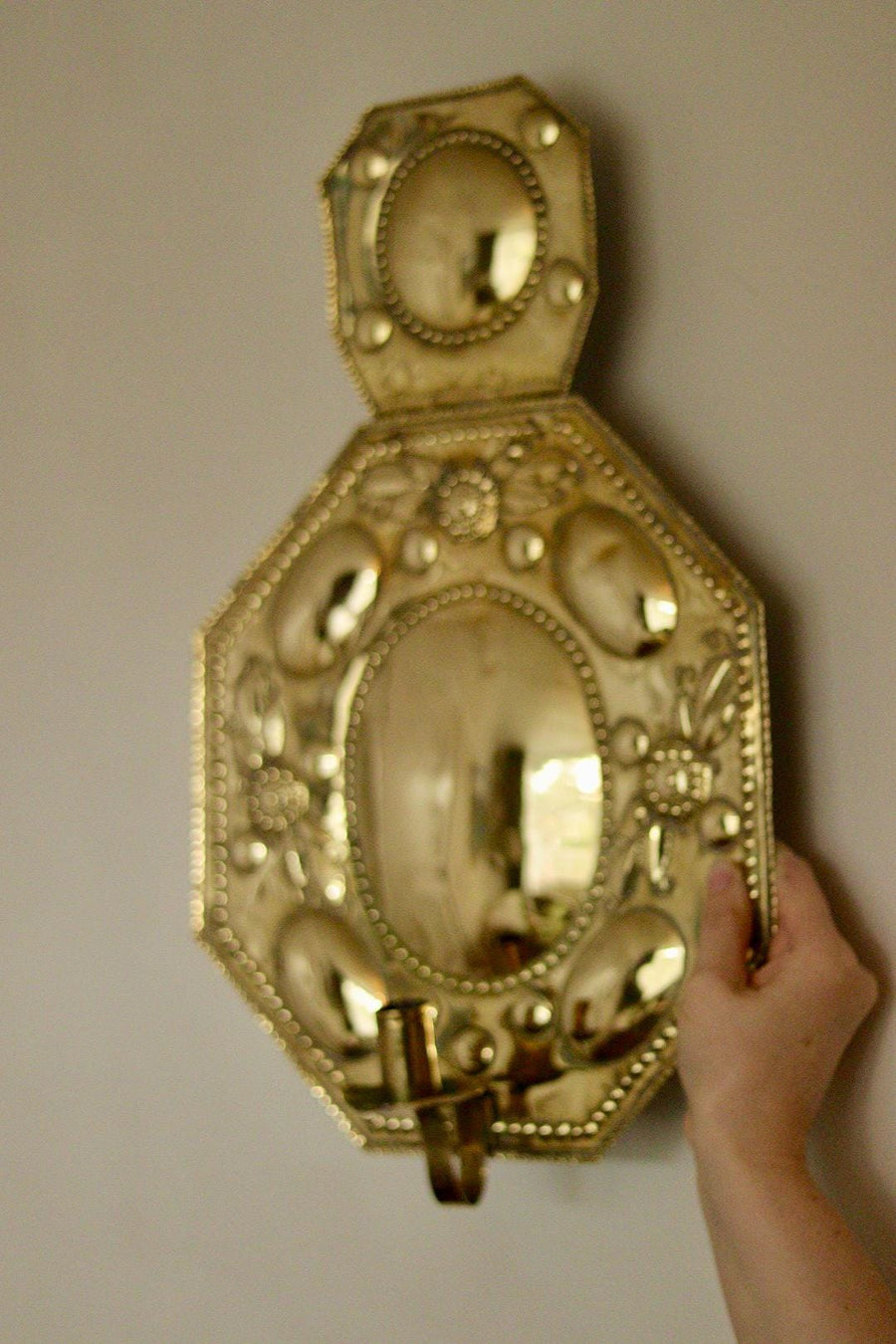 Pair Of Large Mid Century Swedish Brass Sconces